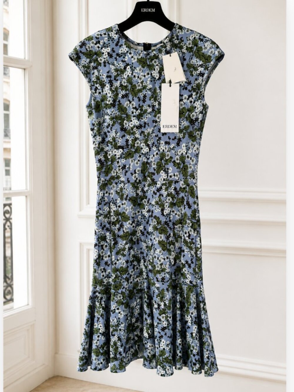ERDEM Darlina Dress Meret Blue Ponte Jersey Floral Dress US 2 UK 6 NWT